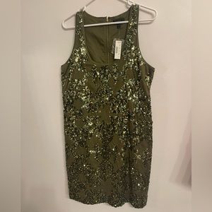 J. Crew Olive Green Sequin Dress - Size 8 - NWT